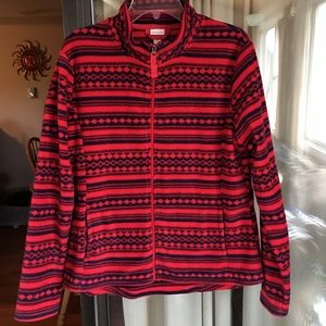 ♦️Merona XL Red & Navy Blue Zip-up Fleece Jacket